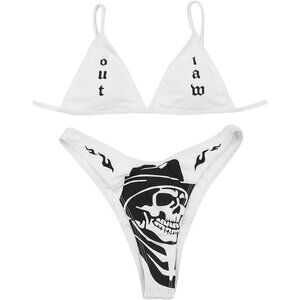 New‎ ANKOMINA Women's Triangle Bikini Set in White - Size Medium